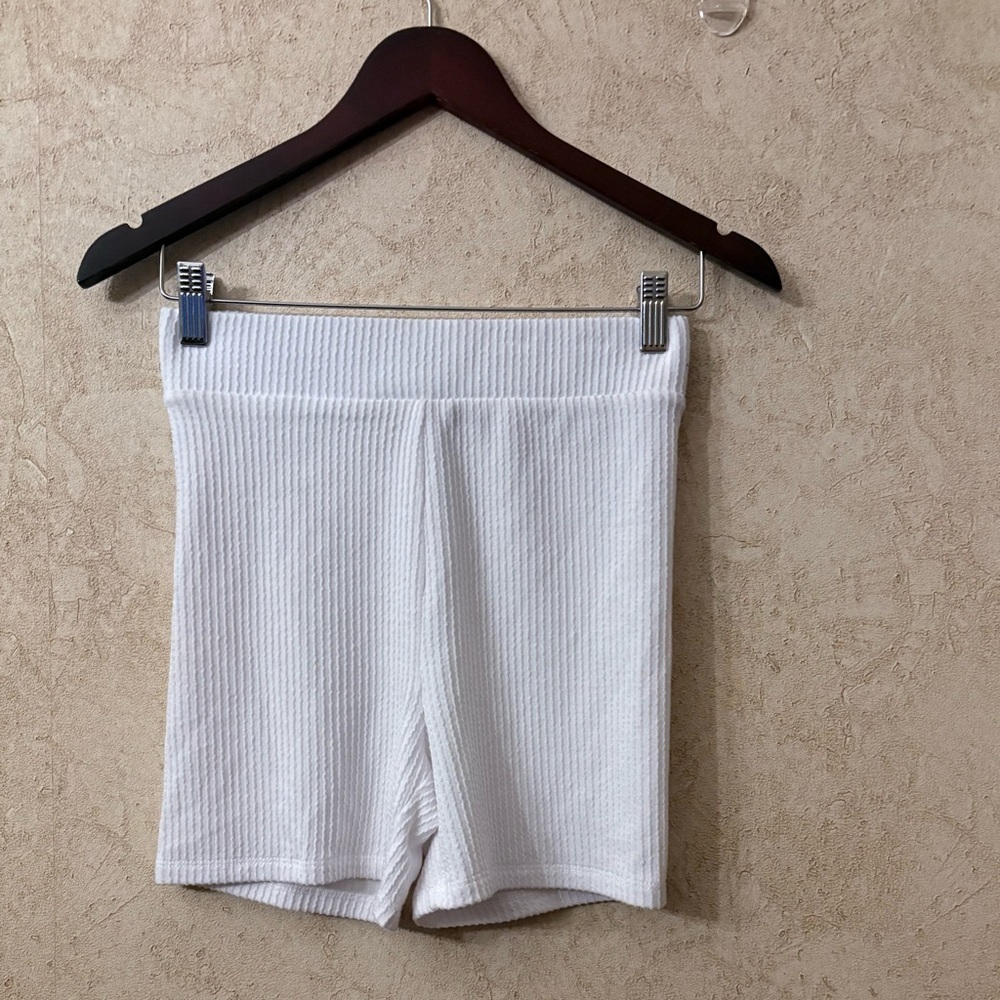 Forever 21 White Ribbed Bike Shorts